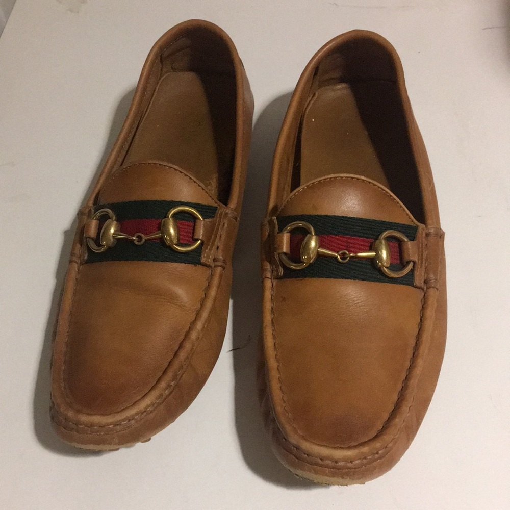 GUCCI LEATHER HORSEBIT DRIVING LOAFERS 37 1/2-7.5